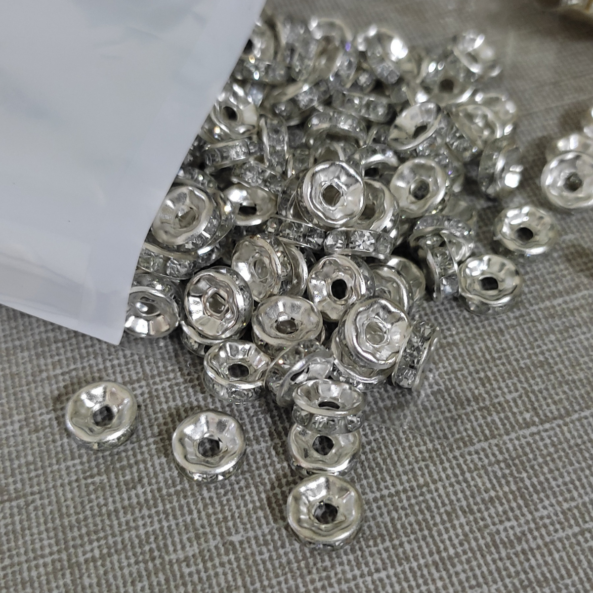 Premium Rhinestone Spacer Beads (50pcs) | Gold & Silver