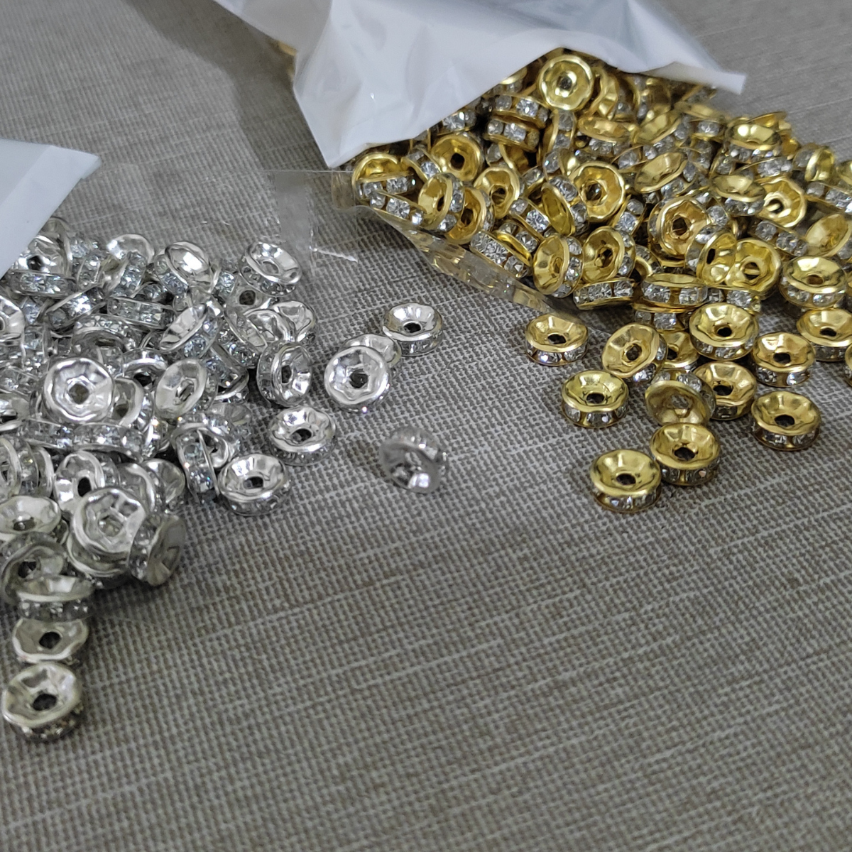 Premium Rhinestone Spacer Beads (50pcs) | Gold & Silver