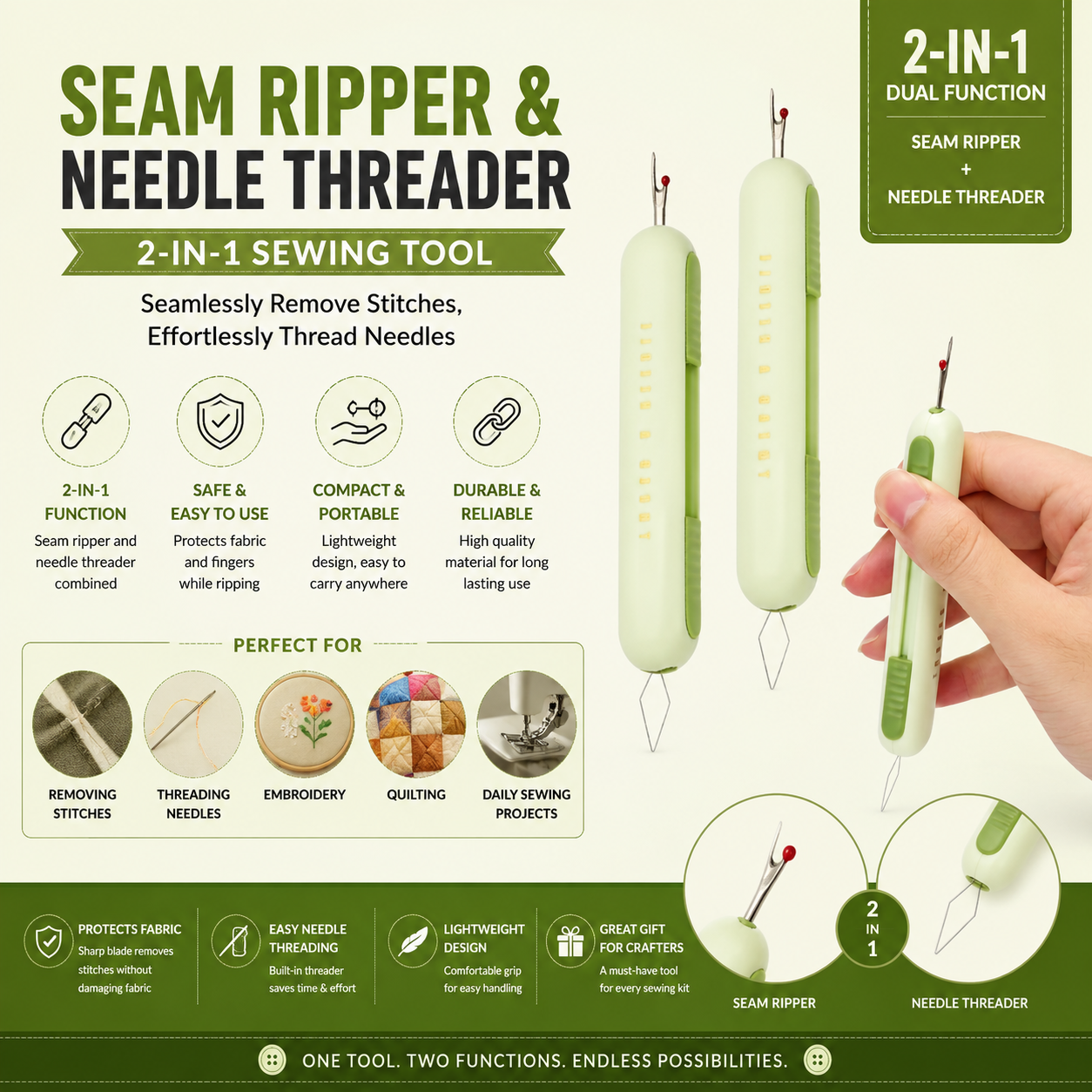 Seam Ripper & Needle Threader 2-in-1