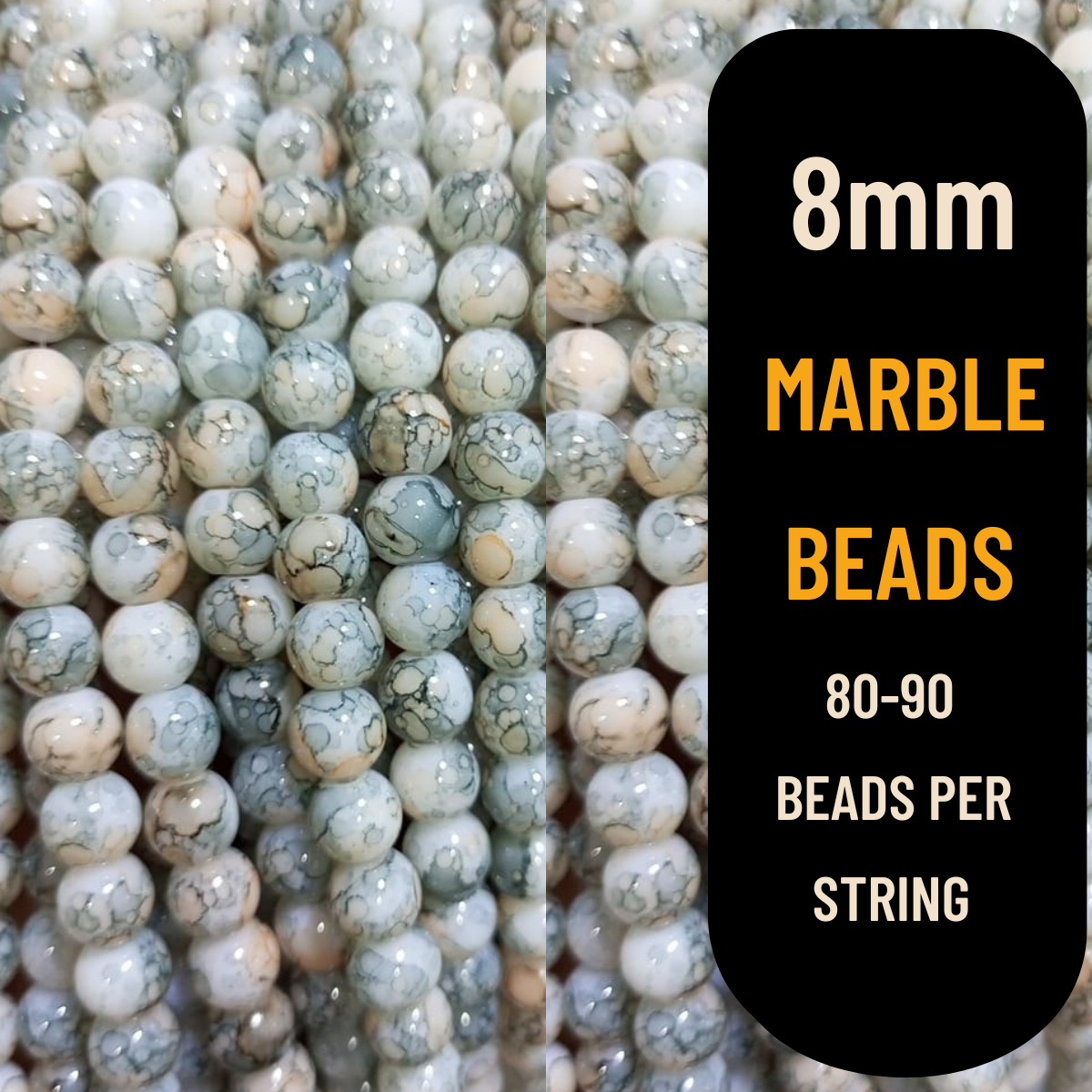 8mm Marble Beads (80-90pcs) | Premium Quality