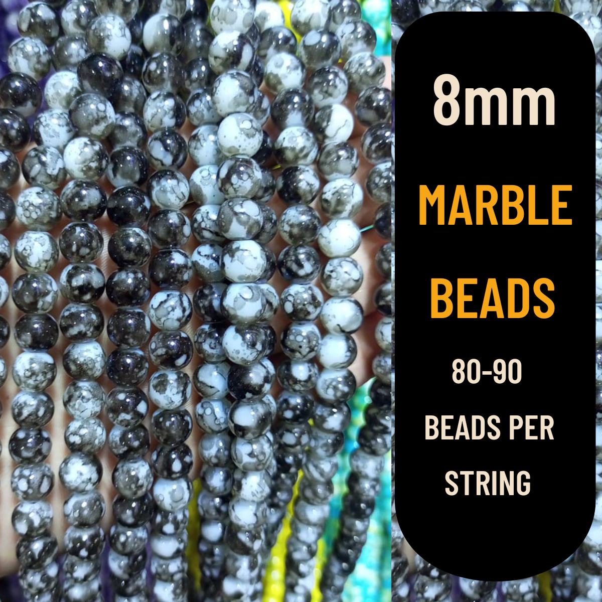 8mm Marble Beads (80-90pcs) | Premium Quality