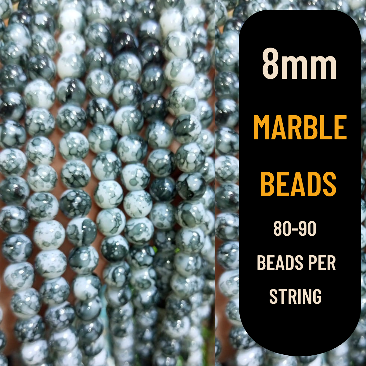 8mm Marble Beads (80-90pcs) | Premium Quality