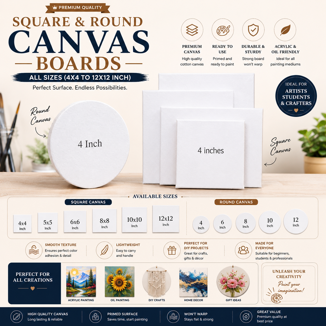 Square & Round Canvas Boards
