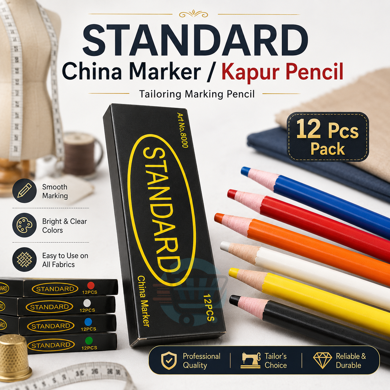 Tailor's Garment Marking Pencils (12 Pcs) — view 2