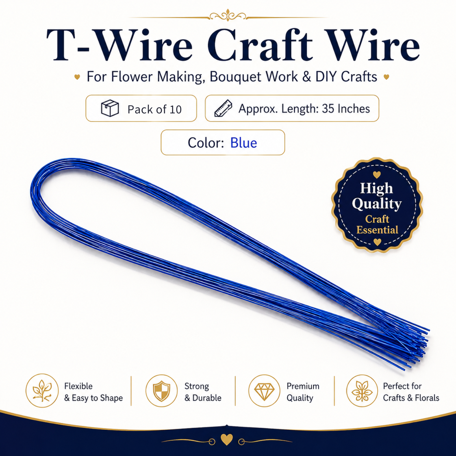 T-Wire Craft Wire for Flower Making (10 Pcs)