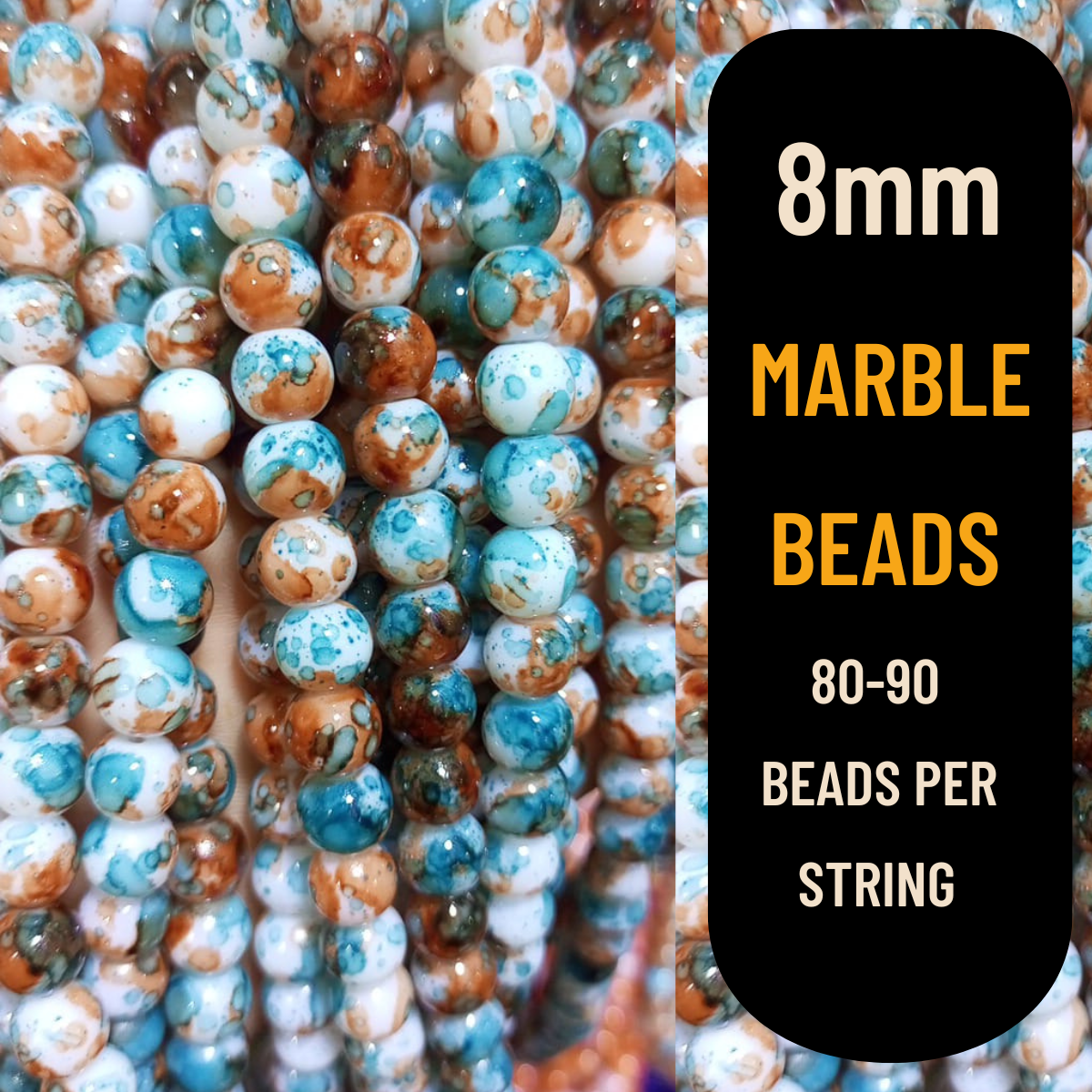 8mm Marble Beads (80-90pcs) | Premium Quality