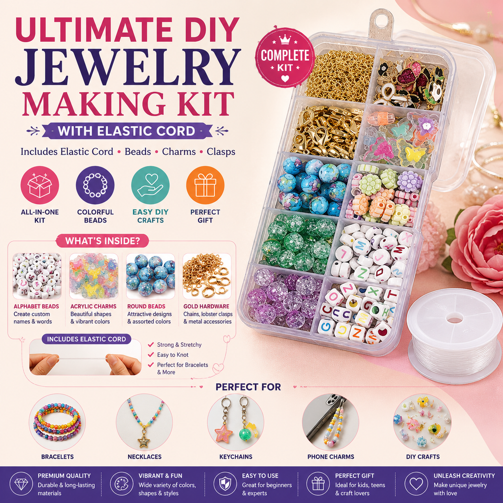 Ultimate DIY Jewelry Making Kit with Elastic Cord
