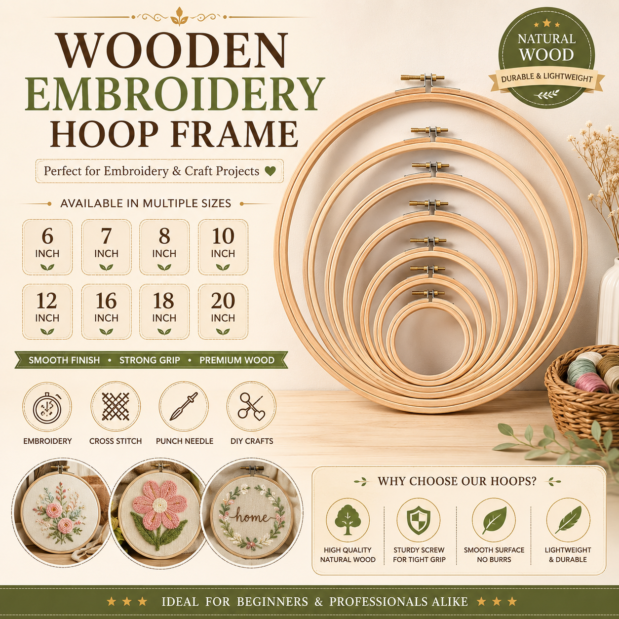 Wooden Embroidery Hoop Frame