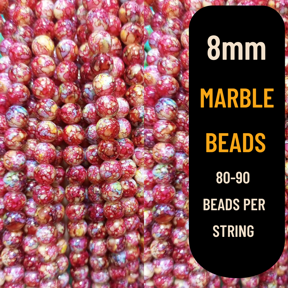 8mm Marble Beads (80-90pcs) | Premium Quality