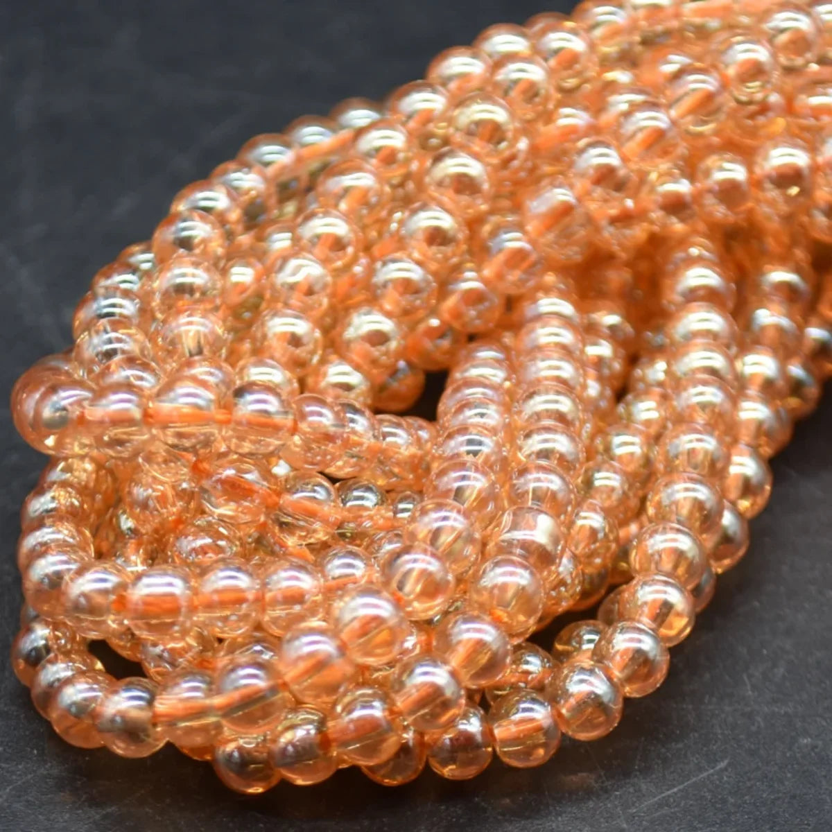 Yellow Gold Aura Quartz Crystal Beads | Round Shape String