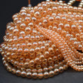 Yellow Gold Aura Quartz Crystal Beads | Round Shape String