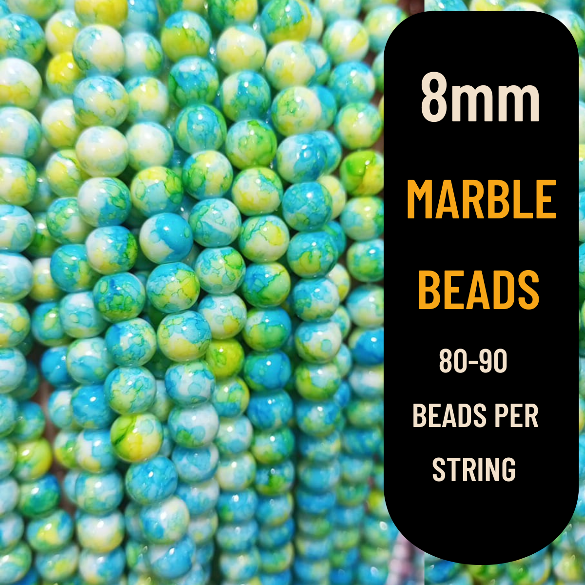 8mm Marble Beads (80-90pcs) | Premium Quality