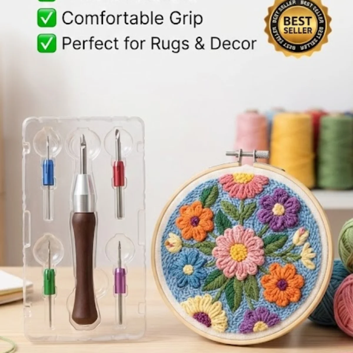 5-in-1 Adjustable Punch Needle Kit | Ergonomic Multi-Size