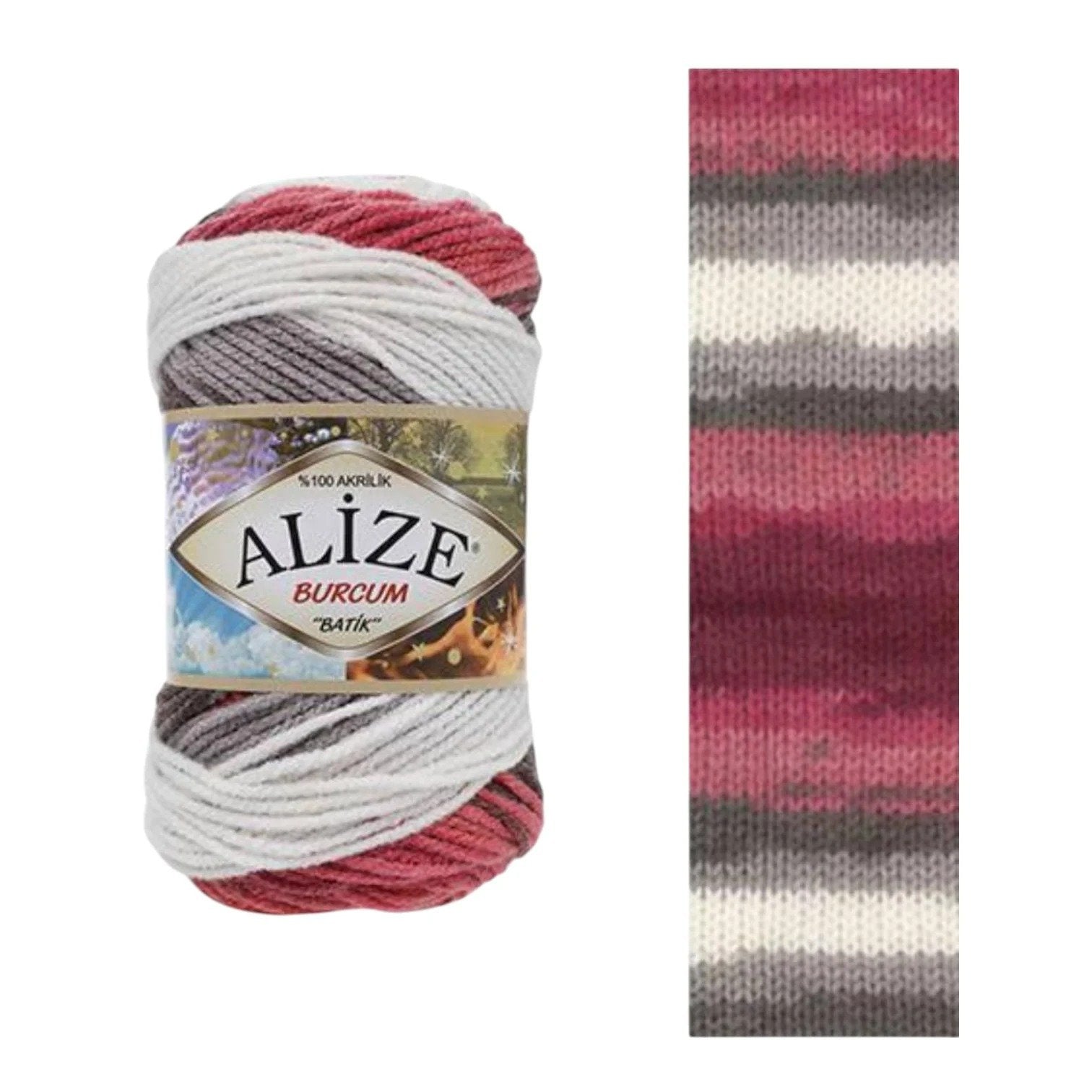 Alize Burcum Batik Yarn – 100% Acrylic, 100g Skein, 210m