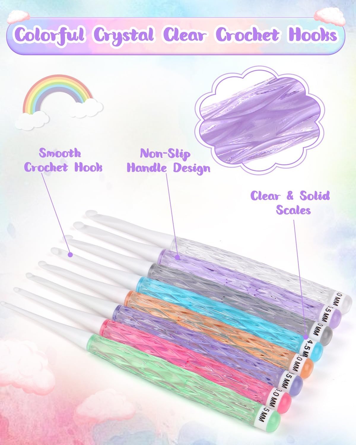 Coopay Ergonomic Inline Crochet Hooks Set | Comfort Grip