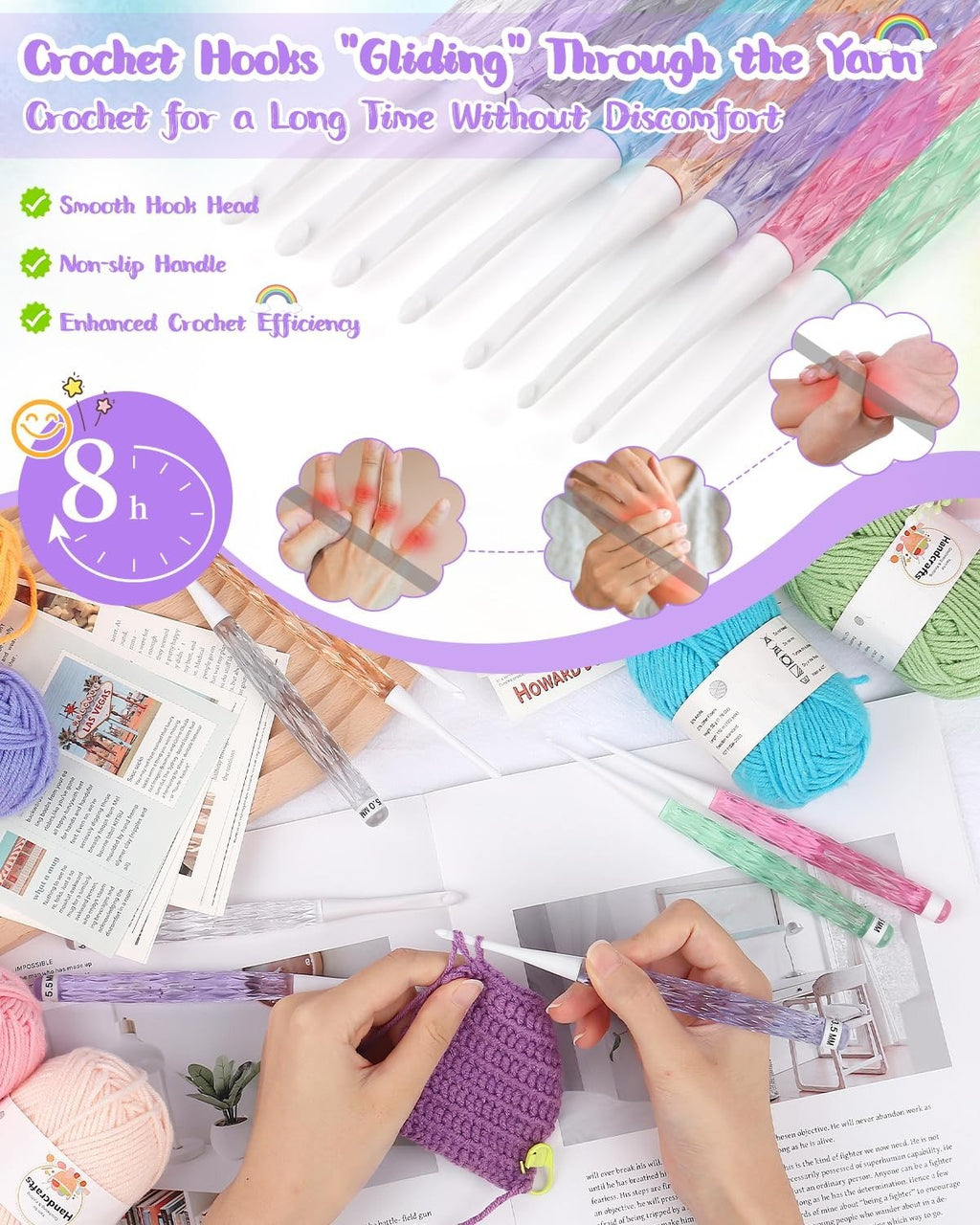 Coopay Ergonomic Inline Crochet Hooks Set | Comfort Grip