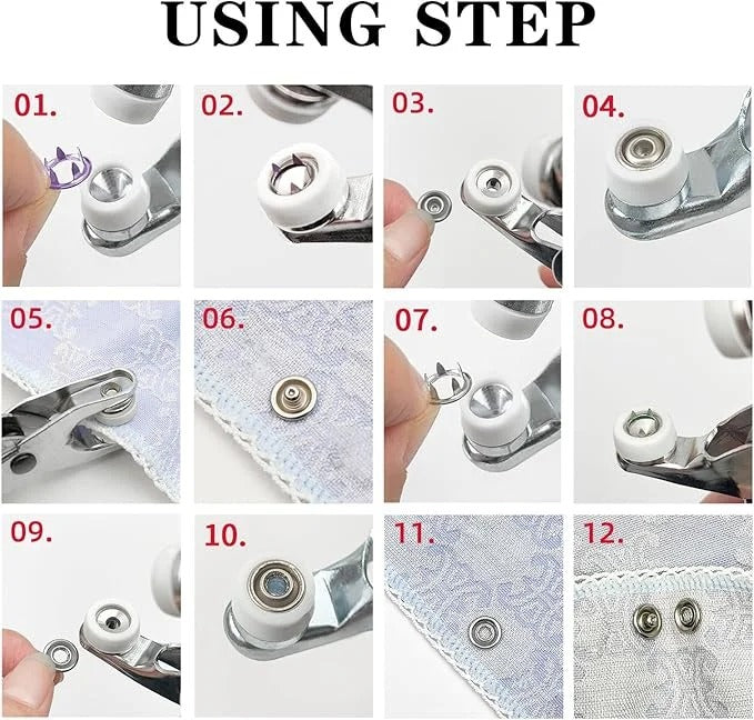 Metal Snaps Buttons Kit with Plier | Assorted Colors DIY