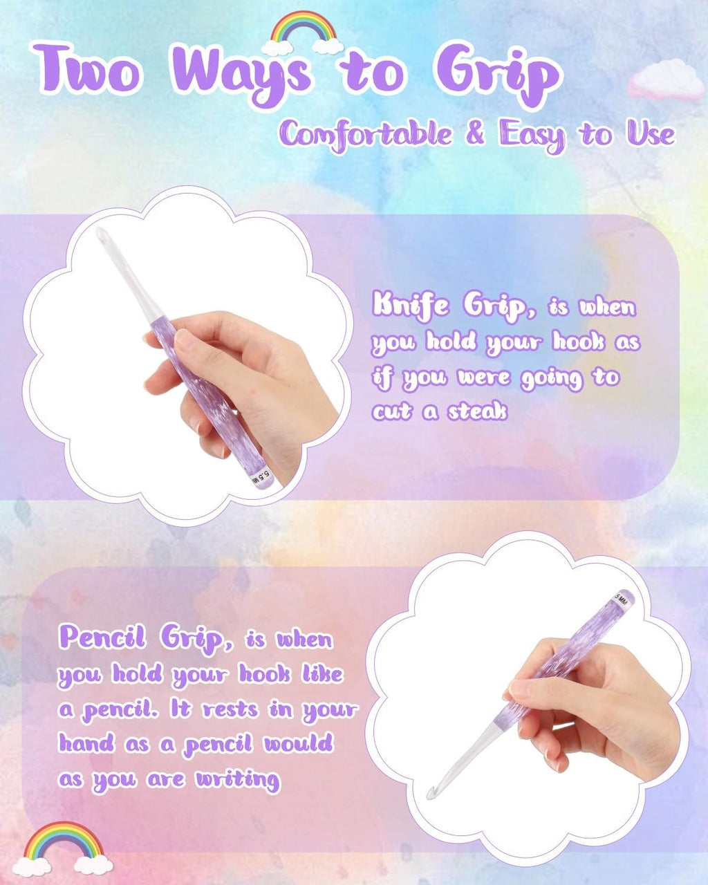 Coopay Ergonomic Inline Crochet Hooks Set | Comfort Grip