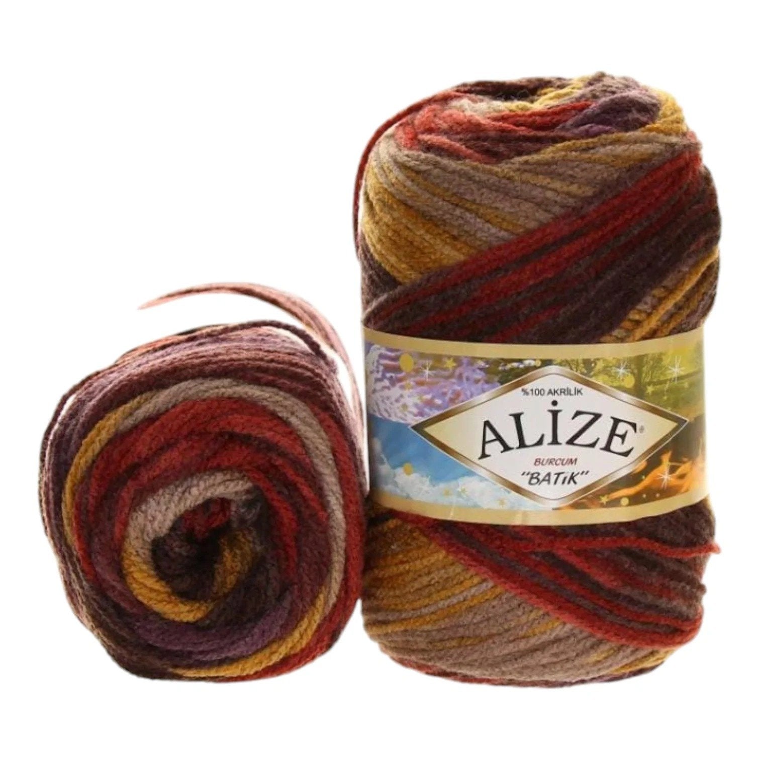 Alize Burcum Batik Yarn – 100% Acrylic, 100g Skein, 210m