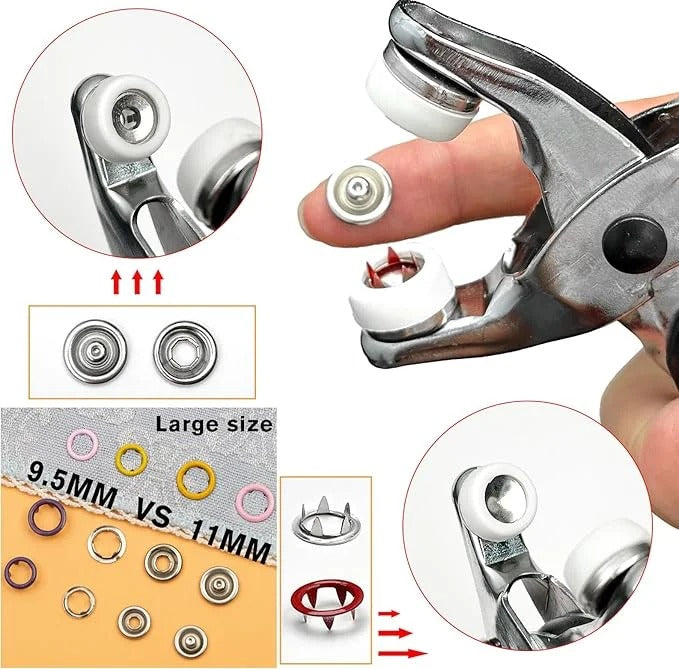 Metal Snaps Buttons Kit with Plier | Assorted Colors DIY