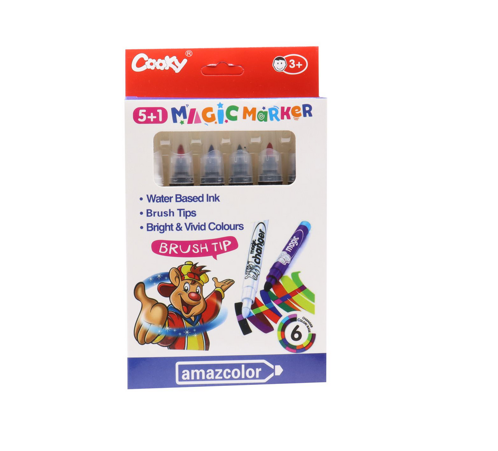 Cooky Magic Markers (5+1) | Water Based Ink Brush Tips