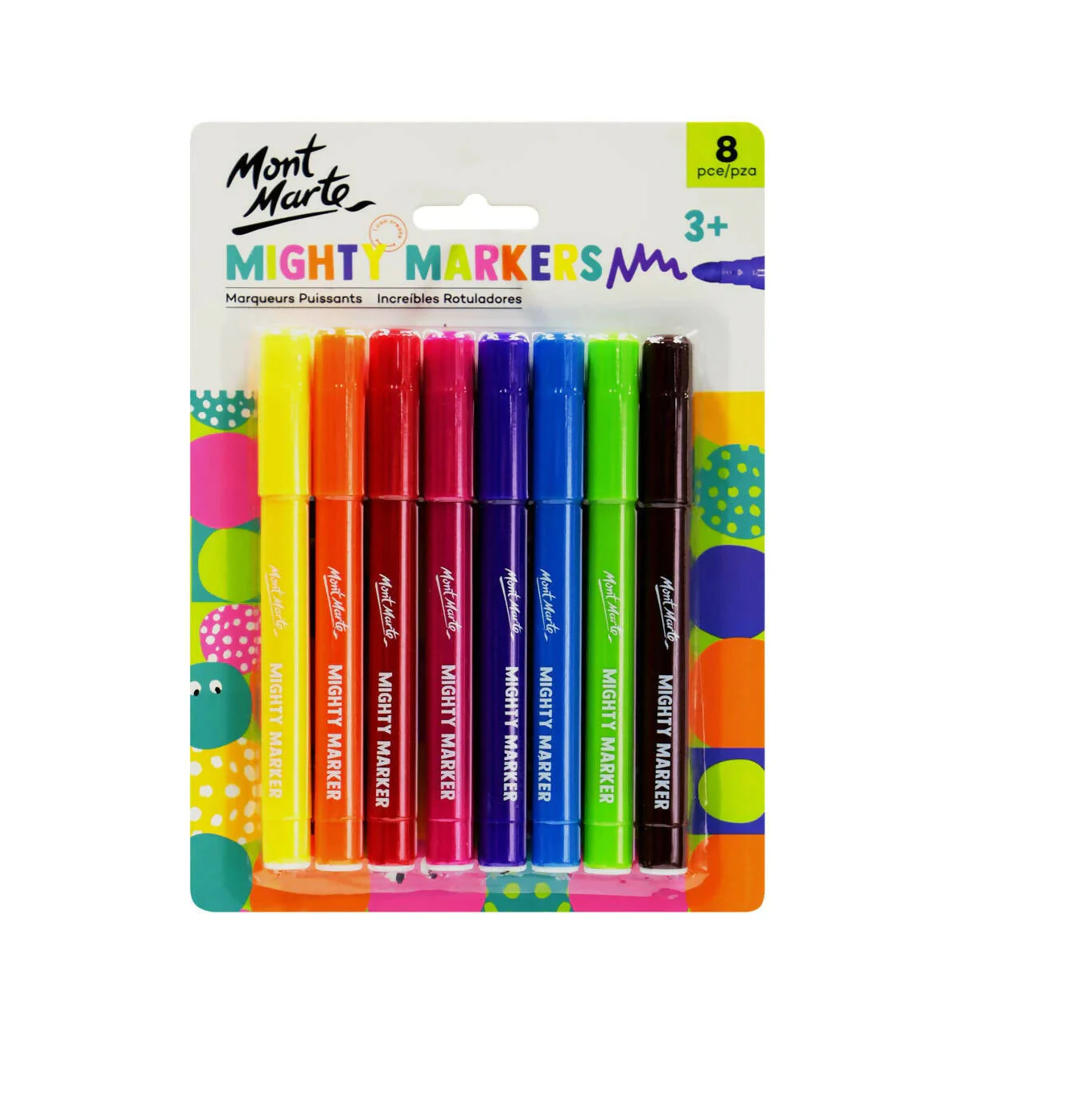 Mont Marte Mighty Markers (8 Colours) | Bright & Washable