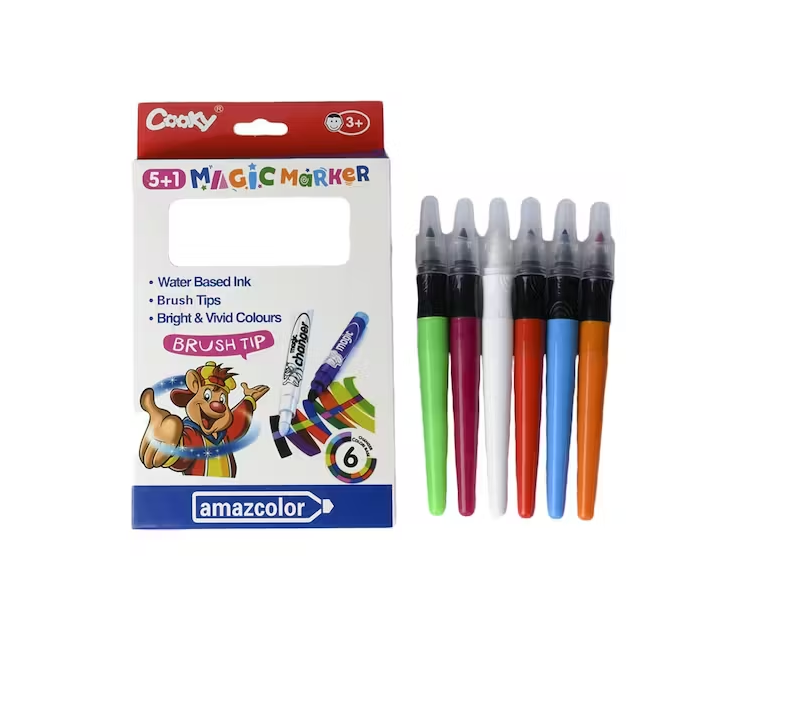 Cooky Magic Markers (5+1) | Water Based Ink Brush Tips