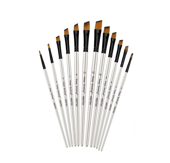 Keep Smiling 12 Angle Brushes Set A6075X | Oil Water Acrylic