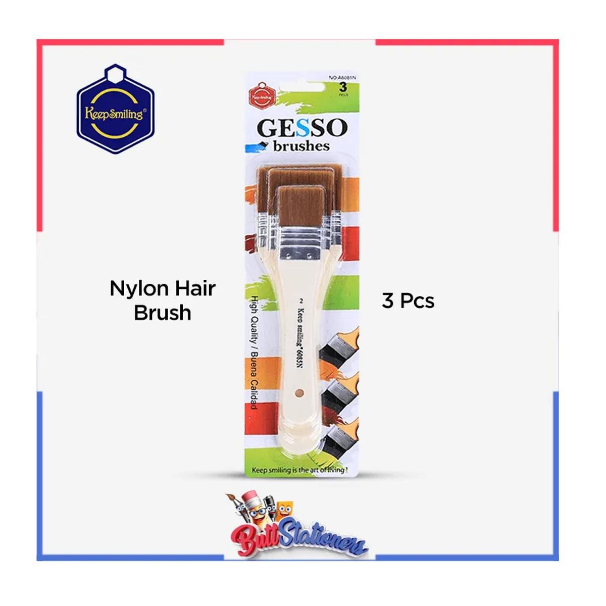 KeepSmiling Gesso Brushes Flat Tip (3pc) | Sizes 2, 4, 6