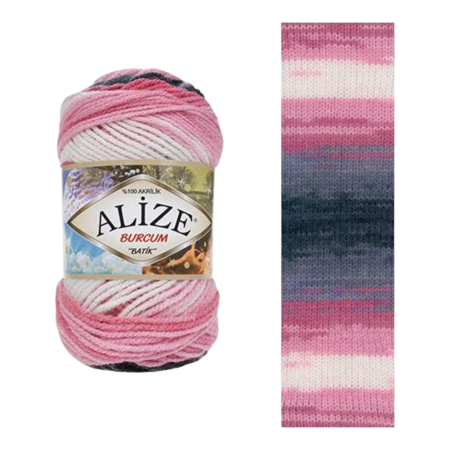 Alize Burcum Batik Yarn – 100% Acrylic, 100g Skein, 210m