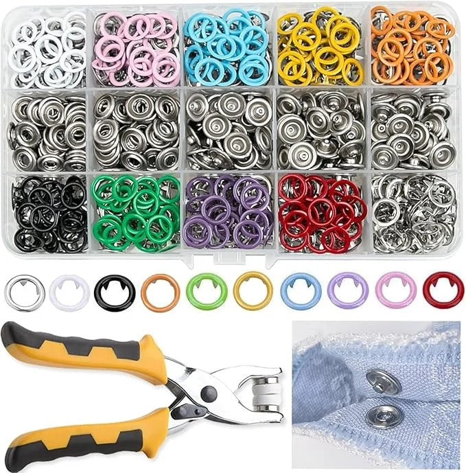 Metal Snaps Buttons Kit with Plier | Assorted Colors DIY
